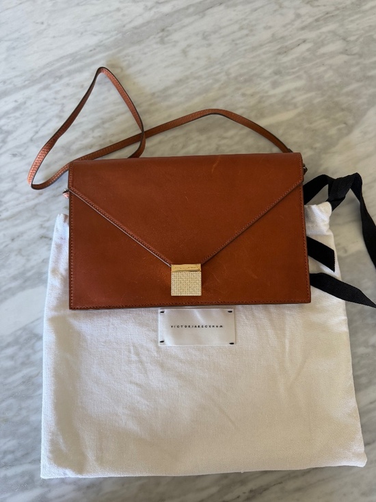 Victoria Beckham Handbags - VICTORIA BECKHAM-Sable Brown Leather Envelope Clutch / Shoulder